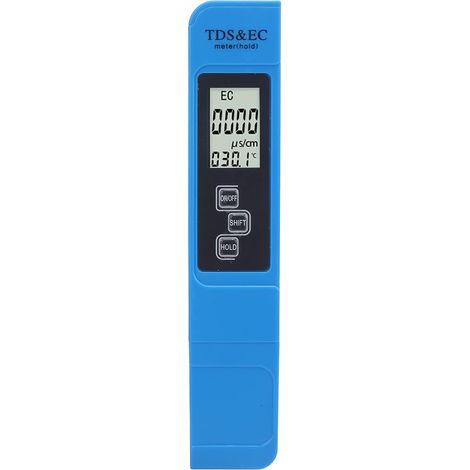 Sonda in lega di titanio e funzione di spegnimento automatico dopo 5 minuti. Misuratore di temperatura EC portatile TDS – Misuratore digitale bianco – Tester della qualità dell'acqua 3 in 1 (Blu) (1/5)