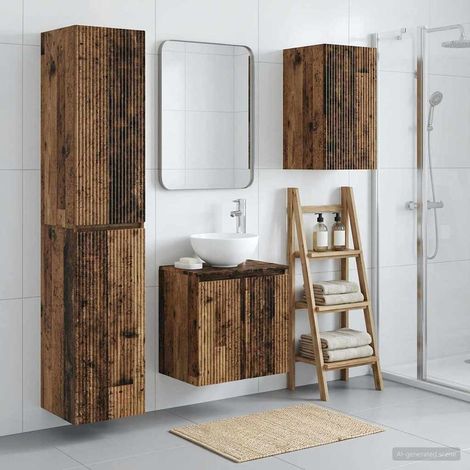vidaXL Bathroom Furniture Set 3 pcs Old Wood 33 x 34.5 x 160 cm (1/5)