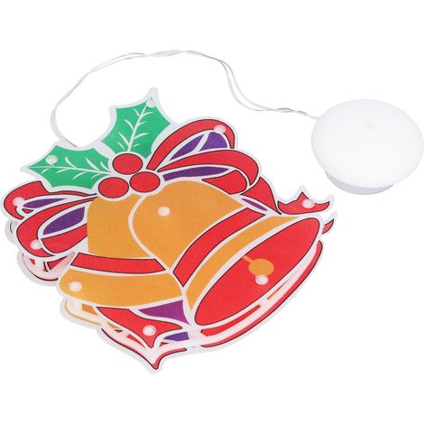 Décoration lumineuse de Noël à LED, alimentée par piles, à suspendre à la fenêtre avec ventouse, pour les fêtes de Noël. (1/5)