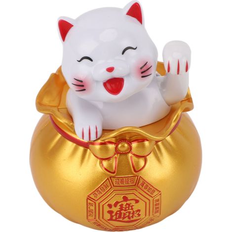 Chat porte-bonheur solaire, symbole de richesse et de bienvenue, décoration de voiture, décoration de bureau pour l'ouverture de caisse, petit œil doré (1/5)