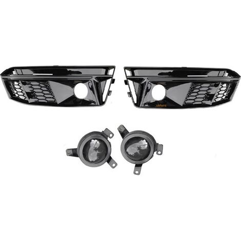 Marco para faros antiniebla del parachoques delantero para Audi A4 S-S4 B9 2017-2018, color negro. (1/2)