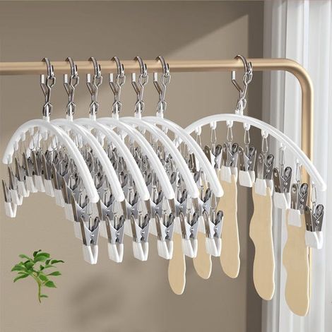 Set di tre stendibiancheria in acciaio inox bianco, grucce per biancheria intima e calzini, stendibiancheria per vestiti per bambini (1/2)