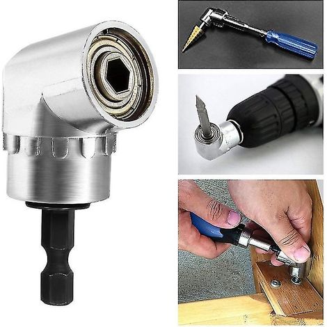 Tournevis à angle droit 90°. embout hexagonal pour perceuse. adaptateur coudé. outil à main réglable. accessoire de vissage compact pour bricolage. lot de 1 (1/5)