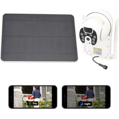 Solarbetriebene, drahtlose Außenkamera mit Schwenk- und Neigefunktion, 2,4-GHz-WLAN, Zwei-Wege-Kommunikation, Personenerkennung, Cloud-/SD-Karten-Speicherung und Videoüberwachung. (1/5)