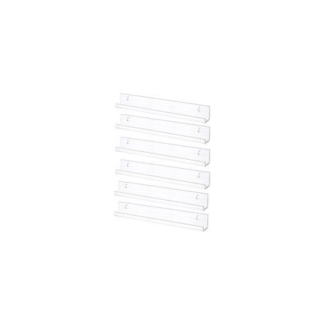 Étagères Flottantes pour Disques Vinyles, Lot de 6 Étagères Murales en Acrylique Clair 38 cm, Décoration pour Livres/Photos/Maquillage, Chambre, Salon, Salle de Bain, Rangement et Organisation