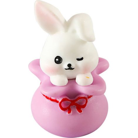 Miniature Paysage Nocturne Ornement Sac Chanceux Animal Mignon Dessin Animé Jardin Ornement Résine Artisanat (Petit Lapin)-KZQ (1/2)