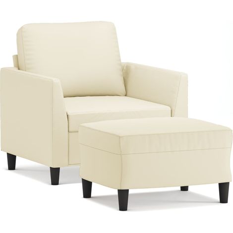 Maison Exclusive - Poltrona con Poggiapiedi Crema 60 cm in Similpelle (1/5)