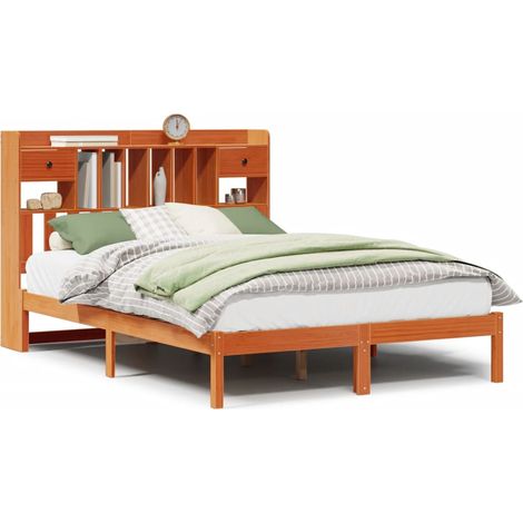Maison Exclusive - Letto Libreria senza Materasso Marrone Cera 140x200 cm in Pino