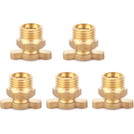 Lot de 5 PiècesVanne de Vidange Papillon en Cuivre,1/4 Pouce,Accessoire pour Compresseur d'Air, (1/5)