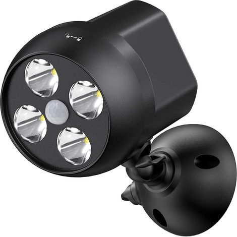 Projecteur de sécurité extérieur à LED 600 lumens, lampe sans fil à détecteur de mouvement alimentée par batterie (noir) (1/5)