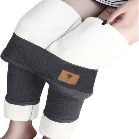 Legging Thermique - Taille Haute - Pour Activités Intérieures et Extérieures - Motif Floral - Gris - Taille M - 1 Pièce