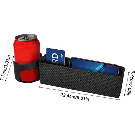 (Fibre de carbone noire) Boîte de rangement pour combler l'espace entre les sièges auto, poche latérale pour siège auto, porte-gobelet pour siège auto, organisateurs pour fentes entre les sièges (1/5)