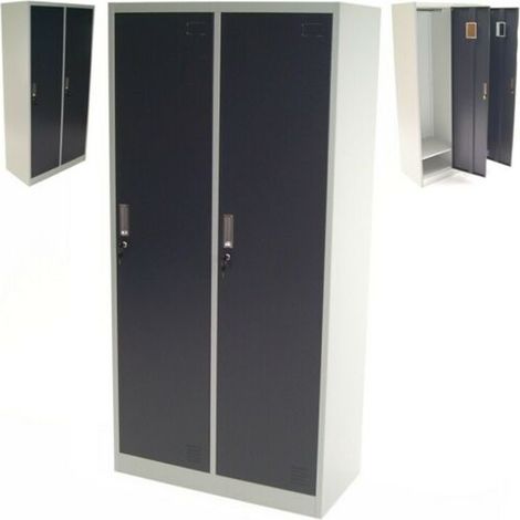 Spind Doppelspind 180x90x45 cm Garderobenschrank Metall Umkleideschrank 57021 (1/5)