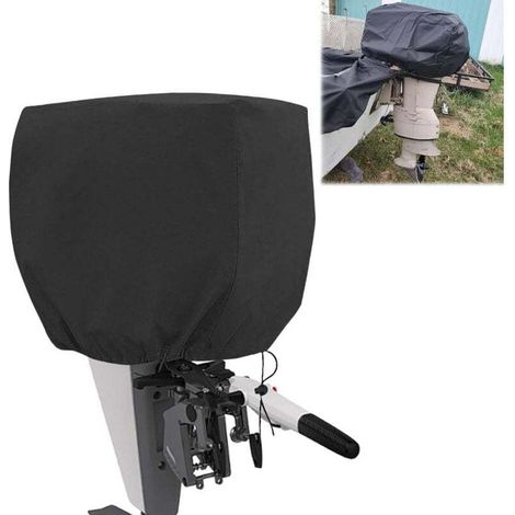 Funda para motor fueraborda de media longitud: Funda para motor fueraborda de tejido 600D, funda protectora para motores fueraborda de 100-150 CV, 74 x 45 x 58 cm (1/4)