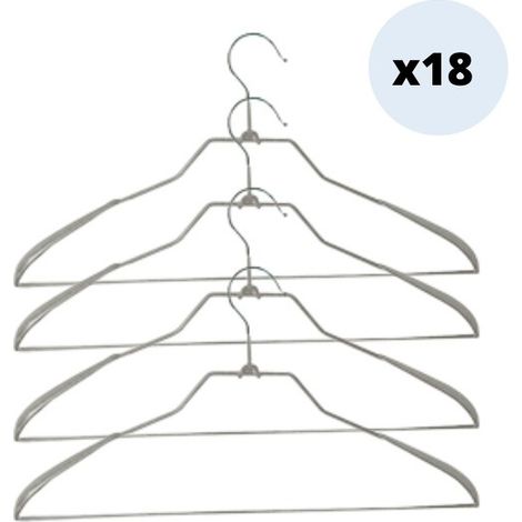 Juego de 18 perchas de acero plastificado antideslizante MSV