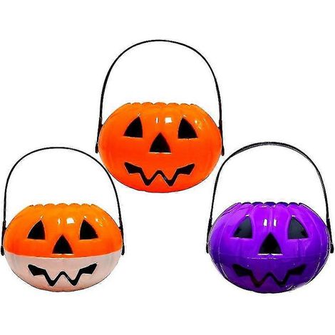3er-Set tragbare Halloween-Kürbiseimer, Halloween-Dekorationsartikel, lila-orange (1/3)