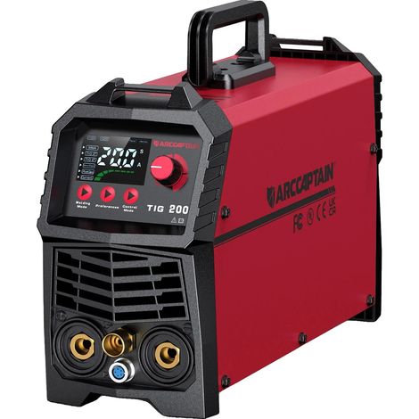Máquina de soldadura TIG, 200 amperios, alta frecuencia, doble proceso, certificación CE, controles fáciles de usar. (1/5)