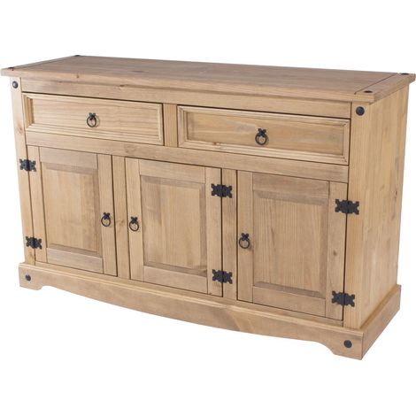 Corona Pine Sideboard 2 Drawer 3 Door Cupboard Waxed Cabinet Solid Wood (1/4)