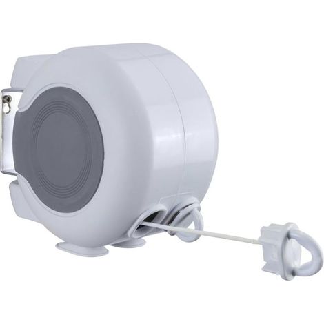 Sèche-linge mural rétractable, design blanc, étendoir à linge double couche de 26 mètres (13 mètres par couche), peu encombrant, adapté à une utilisation intérieure et extérieure (1/5)