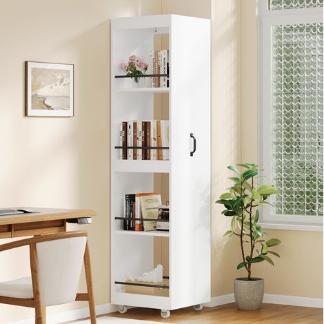 Libreria stretta con ruote 40 x 30 x 160,5 cm in MDF bianco (1/5)