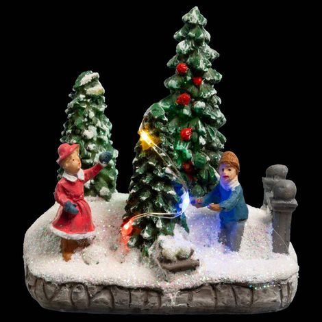 Village de Noël lumineux Scène de vie avec Personnages et sapins - Feeric Christmas