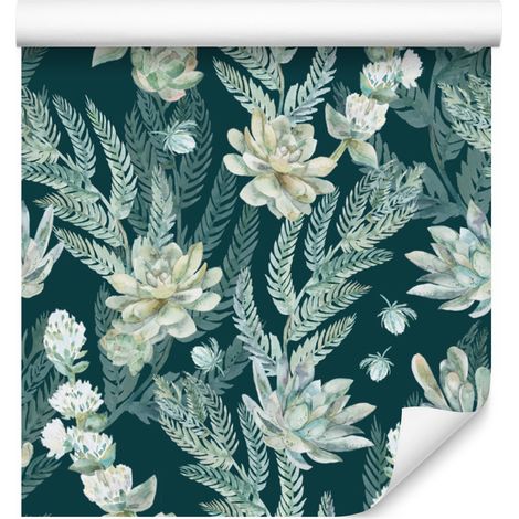 Elegante carta da parati con fiori e foglie per soggiorno e camera da letto, 50x1000 cm (1/5)