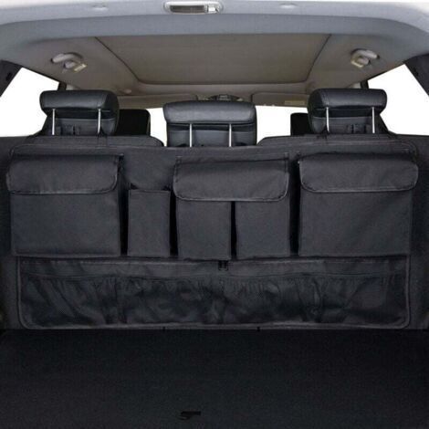 Organisateur Voiture 9 Poches avec 3 Sangles de Réglage Fixes Rangement Coffre de Voiture Multipurpose Pliables Sac de Rangement Voiture pour SUV et de Nombreux Véhicules (1/4)