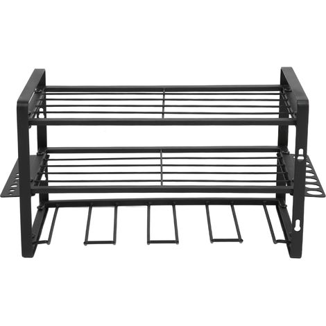 Support mural pour perceuses noir, support de charge 150 lb, range-outils pour perceuse avec accessoires complets pour atelier garage (1/5)