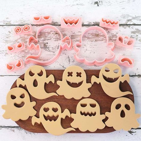 Set 3D-Halloween-Ausstechformen mit Stempel, Geister-Keksformen (1/5)