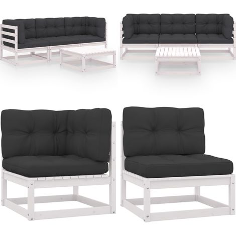 4-tlg. Garten-Lounge-Set mit Kissen Kiefer Massivholz - Garten Lounge Set - Kiefernholzmöbel - Outdoor Möbel - Gartenmöbel - Loungemöbel - Home & Living (1/5)