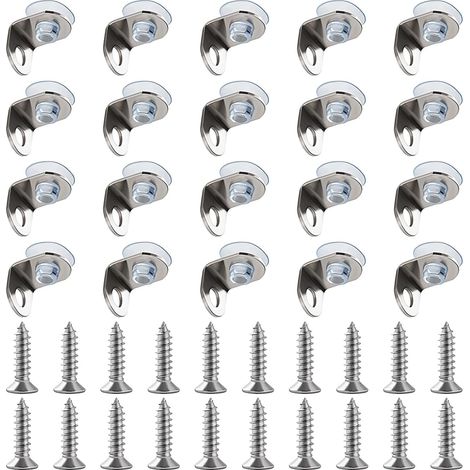 20 Pièces 12x11.5x14.5 mm Acier Inoxydable Support d'Étagère en Verre, Support de Fixation à Angle Droit Clip Étagère, Supports de Montage en Verre