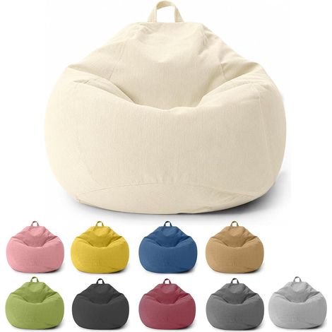 Pouf pour enfants et adultes, housse uniquement (sans rembourrage), pouf pour chambre à coucher, bureau, salon, terrasse (beige) (1/5)