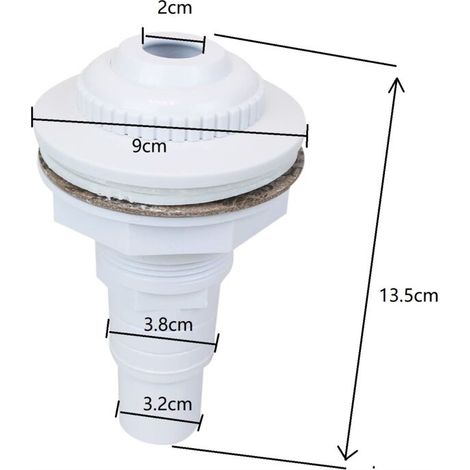 Bocchetta di ritorno per piscina fuori terra con raccordo per tubo flessibile da 32 e 38 mm - Bianca (1/2)