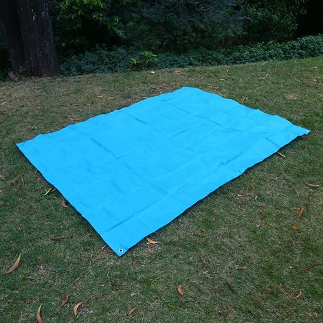Tapis de pique-nique imperméable pliable Oxford bleu pour plage, camping, voyage, randonnée et jeu en extérieur (1/5)