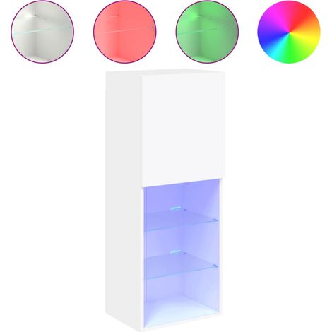 Meuble TV avec lumières LED blanc 40,5x30x102 (1/5)