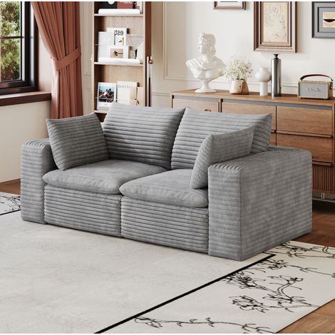 Sofá modular 180 cm gris en tela con acolchado desmontable (1/5)