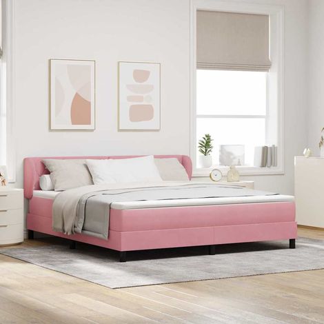 Boxspringbett mit Kopfteil Rosa 180 x 200 cm Samt (1/5)