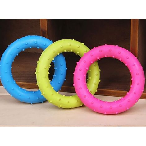 Jouet à mâcher rond en caoutchouc pour chats et chiens (couleur aléatoire) - Jouet d'entraînement non toxique pour chiens (1/3)