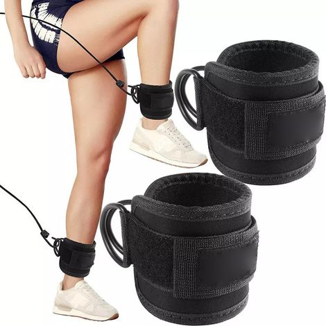 Lot de 2 sangles de cheville rembourrées, pour l'entraînement physique sur machine à câbles, pour hommes et femmes. (1/5)