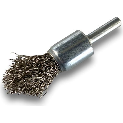 Brosse en bout sur tige Fil INOX dur Forme pointe Diamètres variés - Quantité x 1 - Ø 18 mm - INOX - Dure (1/5)