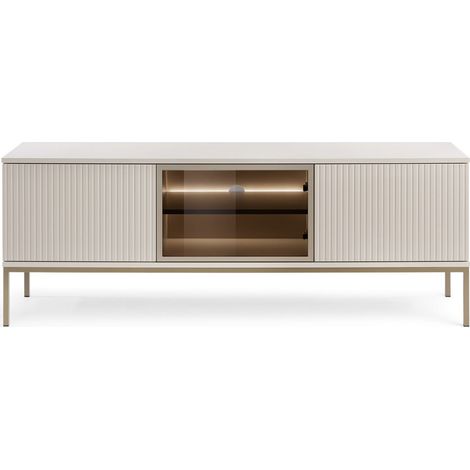 Meuble TV moderne avec façade cannelée, 154 × 56 × 39 cm, Cachemire / Or (1/5)