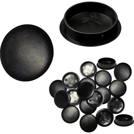 15 Pièces Cache Trou en Plastique 30mm, Bouchon Trou Vis Meuble Noir pour Armoires Meubles Étagères (1/5)