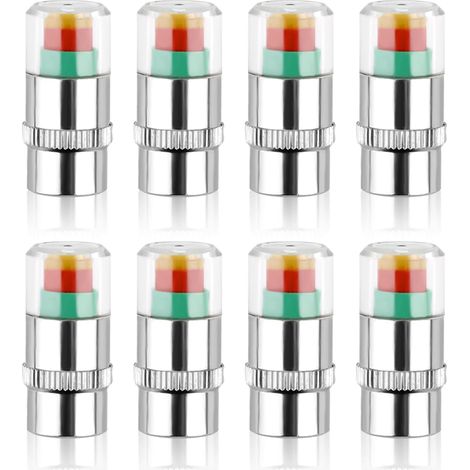 tapones para válvulas de monitor de presión de neumáticos, tapones protectores para sensor de presión de neumáticos de 2,4 bar (36 PSI) con indicadores tricolores, compatibles con la mayoría de los mo (1/5)