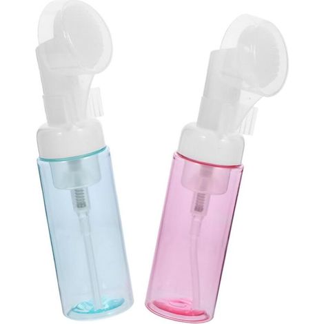 Flacon mousse de 60 ml avec tête de brosse, 2 distributeurs de mousse rechargeables, convient aux nettoyants pour le visage et aux gels douche, portable. (1/5)
