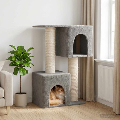 vidaXL Árbol para gatos con postes de sisal Gris Claro 114 cm (1/5)