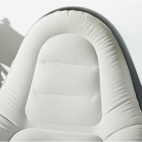 Sofá hinchable con reposapiés y portavasos gris claro OKMYHOME (1/3)