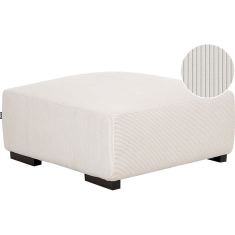 Otomana cuadrada moderna 80 x 80 x 35 cm sala de estar tela de pana blanco crema Lungo