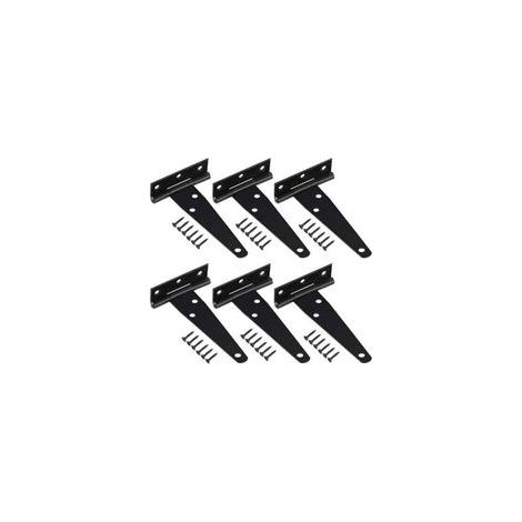 Juego de 6 bisagras en forma de T con tornillos de montaje incluidos, bisagras robustas para puertas de granero, portones de madera y ventanas, color negro - Crezuo (1/4)