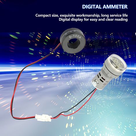Ampèremètre numérique AC 0-100A indicateur LED rond voyant lumineux signal blanc (1/5)