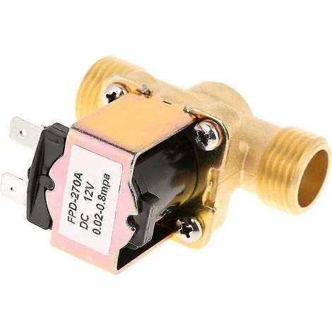 Électrovanne 1/2 12 V - Vanne d'arrosage électrique en laiton normalement fermée pour la commande (1/4)